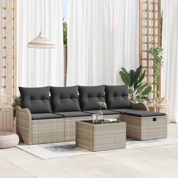 vidaXL Set de canapele pentru grădină cu pernă 6 pcs Gri deschis