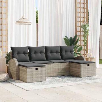 vidaXL Set de canapele pentru grădină cu pernă 6 pcs Gri deschis