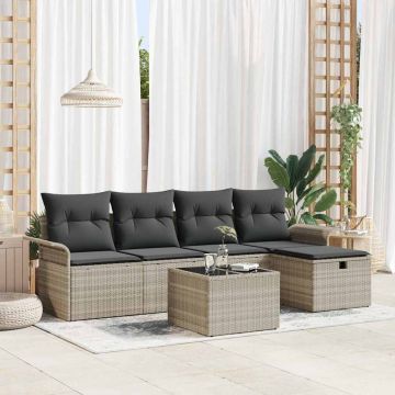 vidaXL Set de canapele pentru grădină cu pernă 6 pcs Gri deschis