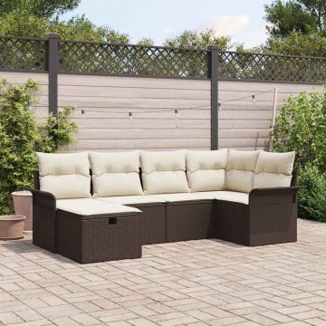 vidaXL Set de canapele pentru grădină cu pernă 6 pcs maro și crem