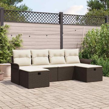 vidaXL Set de canapele pentru grădină cu pernă 6 pcs maro și crem