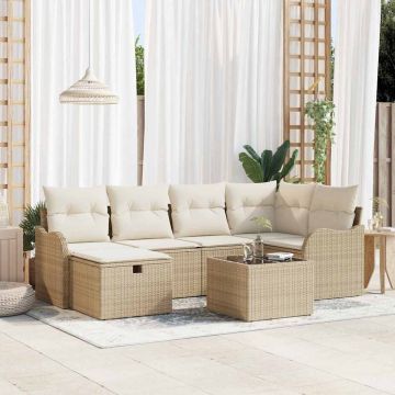 vidaXL Set de canapele pentru grădină cu pernă 7 pcs bej și crem