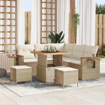 vidaXL Set de canapele pentru grădină cu pernă 8 pcs bej și crem