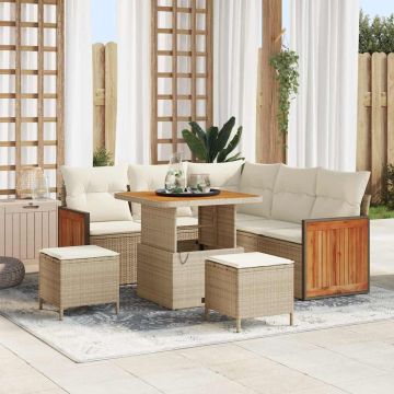 vidaXL Set de canapele pentru grădină cu pernă 8 pcs bej și crem