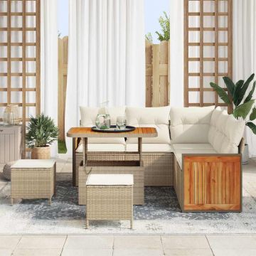 vidaXL Set de canapele pentru grădină cu pernă 8 pcs bej și crem