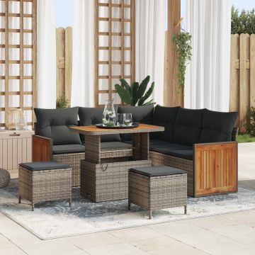 vidaXL Set de canapele pentru grădină cu pernă 8 pcs Gri