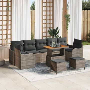 vidaXL Set de canapele pentru grădină cu pernă cu pernă 10 pcs Gri