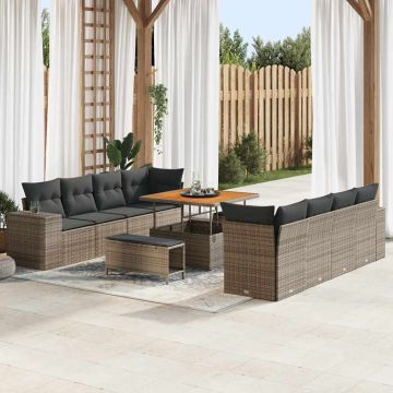 vidaXL Set de canapele pentru grădină cu pernă cu pernă 11 pcs Gri
