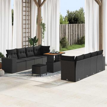 vidaXL Set de canapele pentru grădină cu pernă cu pernă 11 pcs Negru