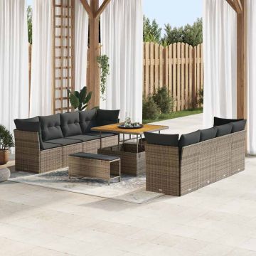 vidaXL Set de canapele pentru grădină cu pernă Manual 11 pcs Gri