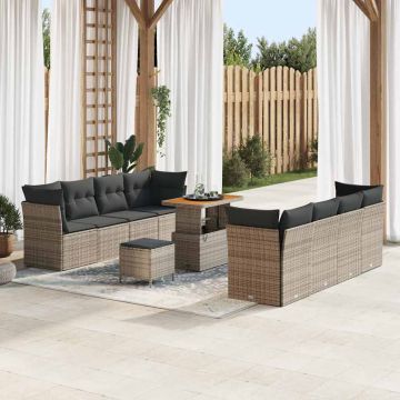 vidaXL Set de canapele pentru grădină cu pernă Manual 11 pcs Gri