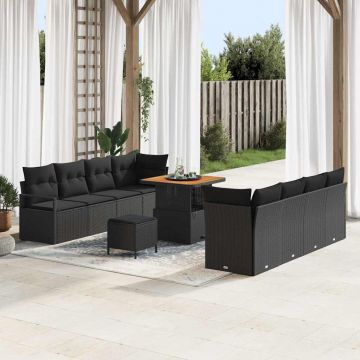 vidaXL Set de canapele pentru grădină cu pernă Negru 80 x 80 x 71 cm