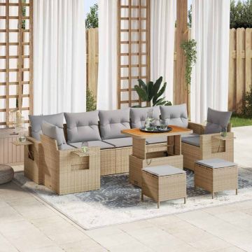 vidaXL Set de canapele pentru grădină Manual 10 pcs bej și gri deschis