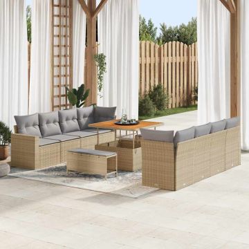 vidaXL Set de canapele pentru grădină Manual 11 pcs bej și gri deschis