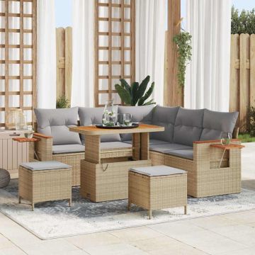 vidaXL Set de canapele pentru grădină Manual 8 pcs bej și gri deschis