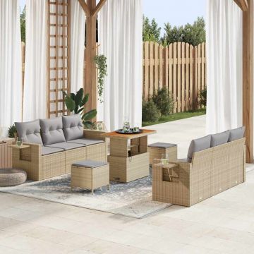 vidaXL Set de canapele pentru grădină Manual 9 pcs bej și gri deschis