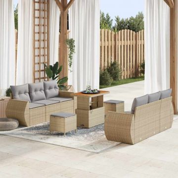 vidaXL Set de canapele pentru grădină Manual 9 pcs bej și gri deschis