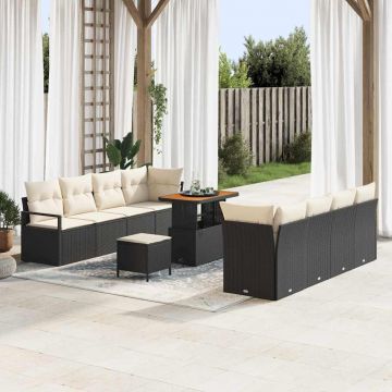 vidaXL Set de canapele pentru grădină Negru și Crem 90 x 55 x 71 cm