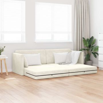 vidaXL Canapea extensibilă de podea Crem 213 x 70 x 77 cm Catifea