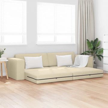 vidaXL Canapea extensibilă de podea Crem 245 x 78 x 77 cm țesătură