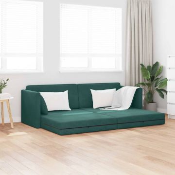 vidaXL Canapea extensibilă de podea Verde închis 213 x 76 x 77 cm