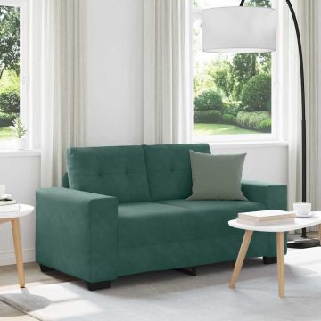vidaXL Canapea pentru două persoane cu pernă Verde închis Catifea