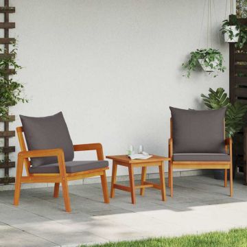 vidaXL Set bistro 3 pcs Maro 45 x 45 x 38cm Lemn masiv de acacia