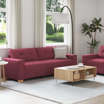 vidaXL Set de canapea 2 pcs Roșu Vin 221 x 78 x 80 cm Țesătură