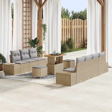 vidaXL Set de canapele pentru grădină 10 pcs Beige și gri deschis