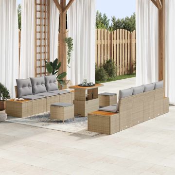 vidaXL Set de canapele pentru grădină 10 pcs Beige și gri deschis