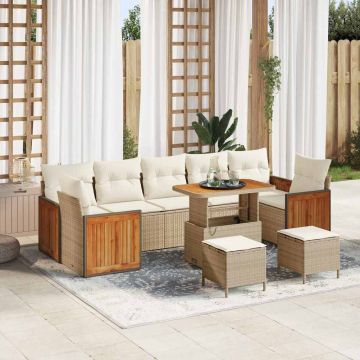 vidaXL Set de canapele pentru grădină 10 pcs Bej 90 x 55 x 71 cm