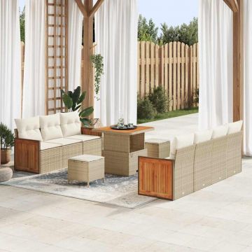 vidaXL Set de canapele pentru grădină 10 pcs Bej și crem
