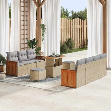 vidaXL Set de canapele pentru grădină 10 pcs Bej și gri deschis