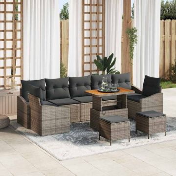 vidaXL Set de canapele pentru grădină 10 pcs Gri 90 x 55 x 71 cm