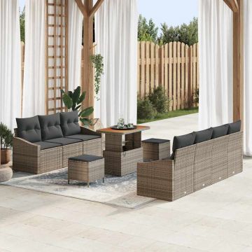 vidaXL Set de canapele pentru grădină 10 pcs Gri 90 x 55 x 71 cm