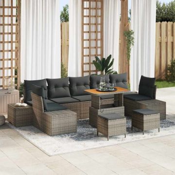 vidaXL Set de canapele pentru grădină 10 pcs Gri deschis și gri închis
