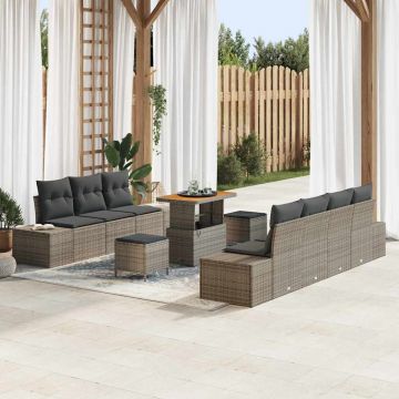 vidaXL Set de canapele pentru grădină 10 pcs Gri deschis și gri închis