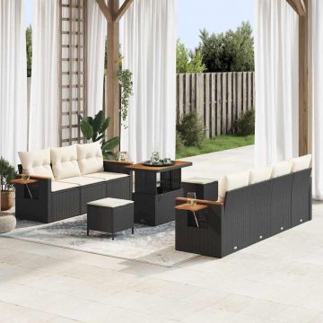 vidaXL Set de canapele pentru grădină 10 pcs Negru Rattan poli