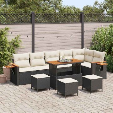 vidaXL Set de canapele pentru grădină 10 pcs Negru Rattan poli