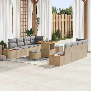 vidaXL Set de canapele pentru grădină 11 pcs Beige și gri deschis