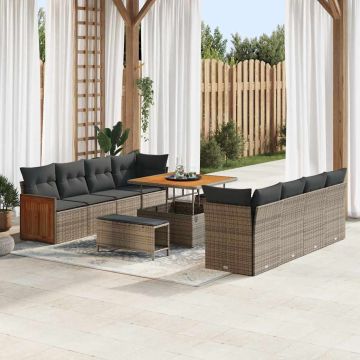 vidaXL Set de canapele pentru grădină 11 pcs Gri 100 x 100 x 71 cm