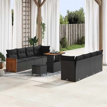 vidaXL Set de canapele pentru grădină 11 pcs Negru 90 x 55 x 71 cm
