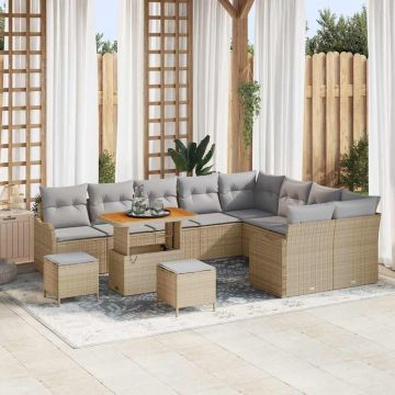 vidaXL Set de canapele pentru grădină 12 pcs Beige și gri deschis