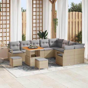 vidaXL Set de canapele pentru grădină 12 pcs Beige și gri deschis