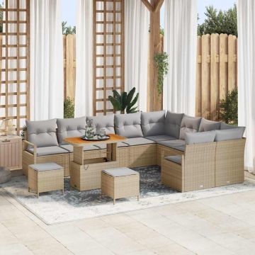 vidaXL Set de canapele pentru grădină 12 pcs Beige și gri deschis