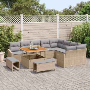 vidaXL Set de canapele pentru grădină 12 pcs Beige și gri deschis