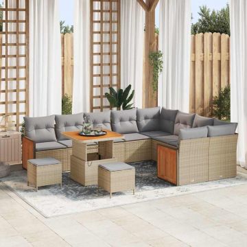vidaXL Set de canapele pentru grădină 12 pcs Bej și gri deschis