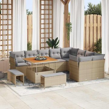 vidaXL Set de canapele pentru grădină 12 pcs bej și gri deschis