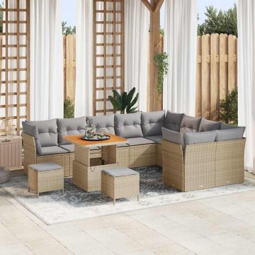 vidaXL Set de canapele pentru grădină 12 pcs bej și gri deschis