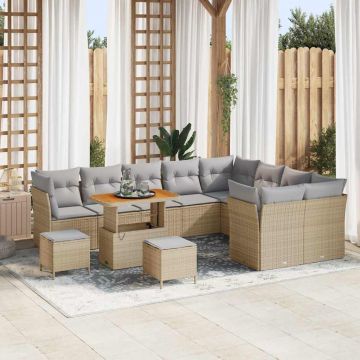 vidaXL Set de canapele pentru grădină 12 pcs bej și gri deschis